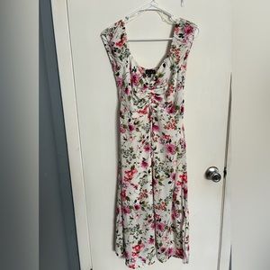 White floral midi dress